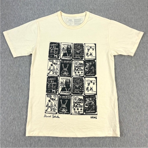 Vans Daniel Johnston T-shirt Men’s S Off White, Cream Hi How Are You? Cotton EUC - Picture 1 of 11